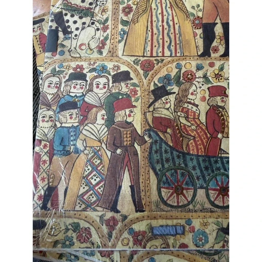 Vintage Colonial Scene Print Gift Wrap Paper By Color Magic 6 + Sheets 20
